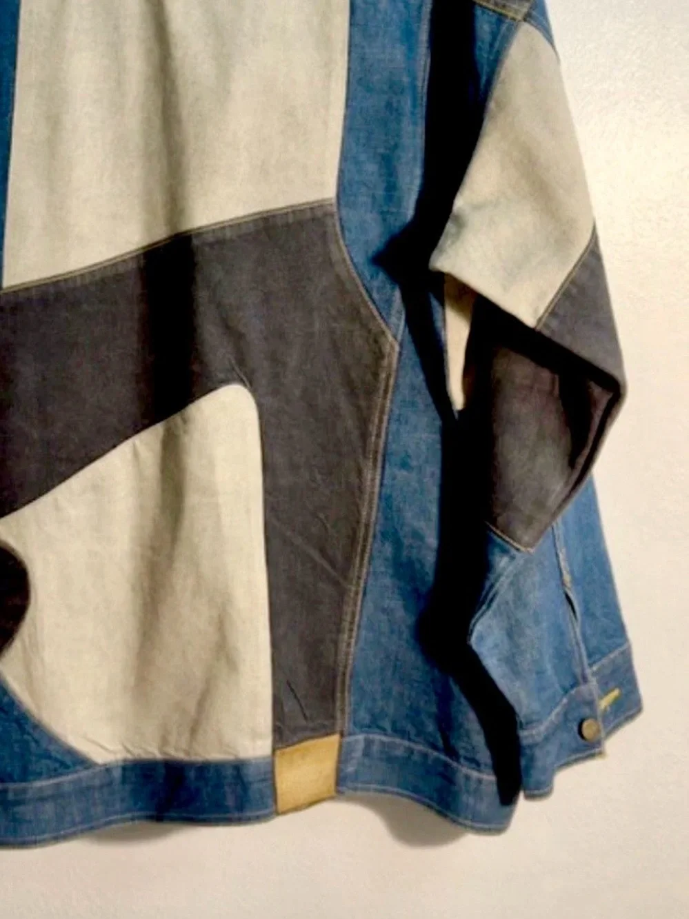 Sean John Patchwork Denim Jacket in Blue and Gray